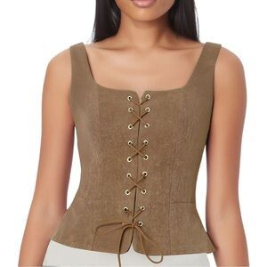 Pirate Renaissance Lace up Corset Vest Bodice Small Brushed Microfibre top